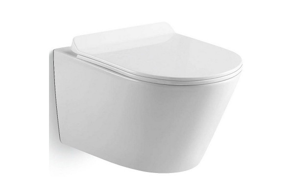Подвесной унитаз Black&White W-703 микролифт белый, овальный, 37x48 см