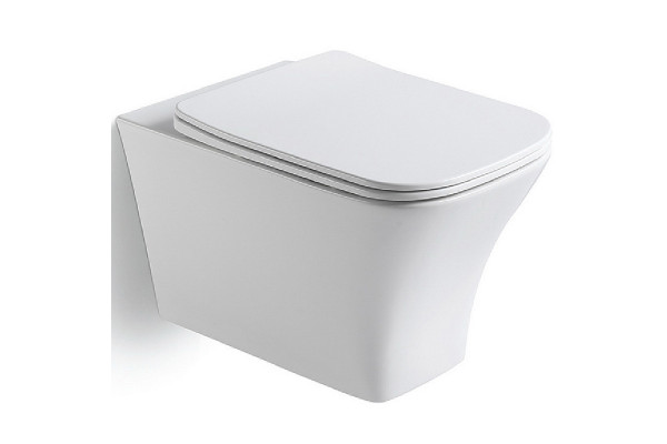 Подвесной унитаз Black&White W-723 микролифт белый, прямоугольный, 34.5x51.5 см