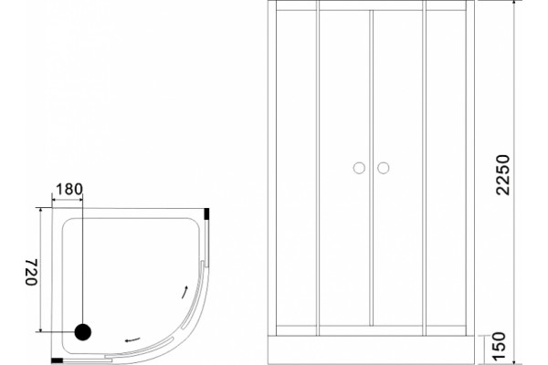 Душевая кабина Black&White Galaxy G5701 четверть круга, поддон средний, стекло прозрачное