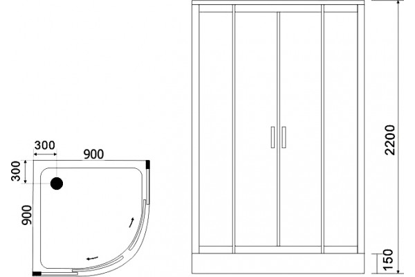 Душевая кабина Black&White Galaxy G5501 900 четверть круга, поддон средний