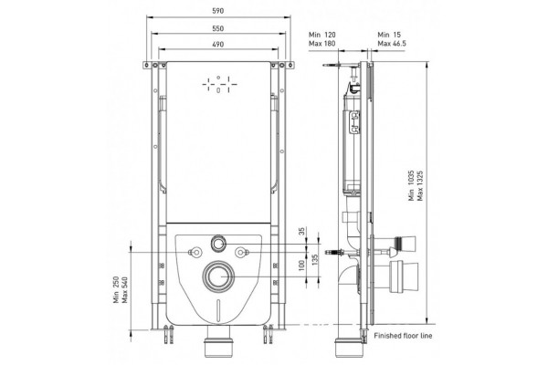 Инсталляция для унитазов Bocchi T02-2113S60 цвет белый, бачок 3/6 л, 59x22.7x132.5 см
