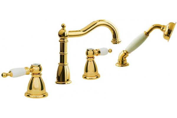 Смеситель Boheme Oro 395 на борт ванны однорычажный, длина излива 17 см