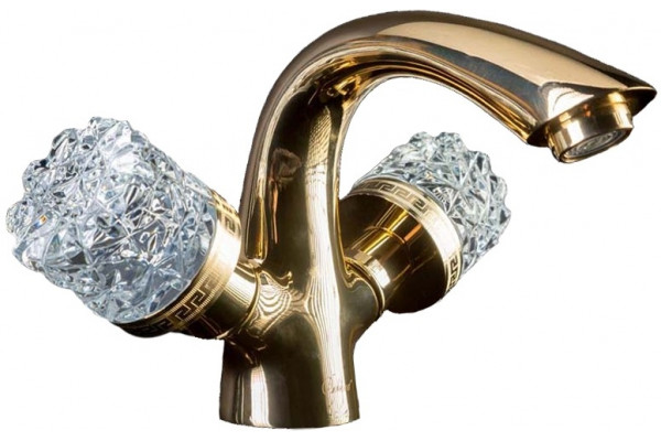 Смеситель Boheme Crystal 291-CRST для раковины двухвентильный, золото