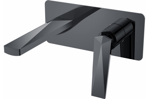 Смеситель Boheme Venturo 375-SGM С ВНУТРЕННЕЙ ЧАСТЬЮ, для раковины, shine gun metall, однорычажный, черный