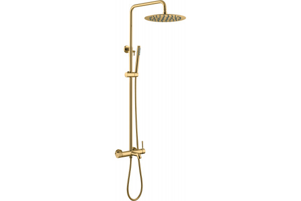Душевая стойка Boheme Uno 468-G Gold золото, штанга 144 см, шланг металлический 150 см