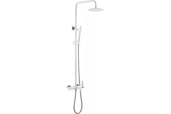Душевая стойка Boheme Uno 468-WCR white chrome штанга 142 см, шланг металлический 150 см