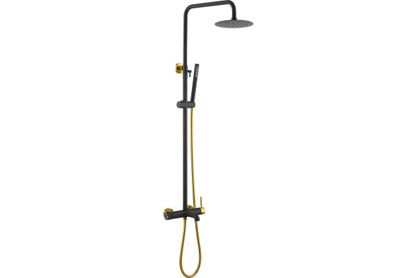 Душевая стойка Boheme Uno 468-BG black gold штанга 142 см, шланг металлический 150 см