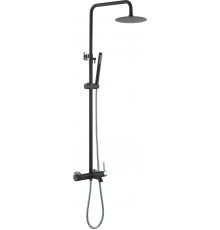 Душевая стойка Boheme Uno 468-BCR black chrome штанга 142 см, шланг металлический 150 см