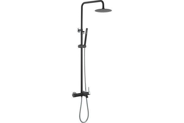 Душевая стойка Boheme Uno 468-BCR black chrome штанга 142 см, шланг металлический 150 см