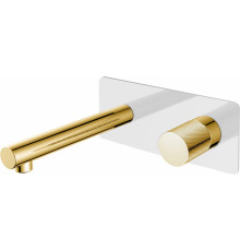 Смеситель для раковины Boheme Stick 125-WG.2 С ВНУТРЕННЕЙ ЧАСТЬЮ, white/touch gold, однорычажный, длина излива 18.5 см