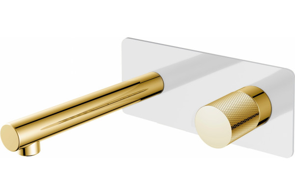Смеситель для раковины Boheme Stick 125-WG.2 С ВНУТРЕННЕЙ ЧАСТЬЮ, white/touch gold, однорычажный, длина излива 18.5 см