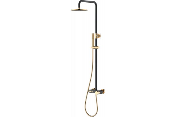 Душевая стойка Boheme Stick 128-BG black diamond gold штанга 112.5 см, шланг 150 см