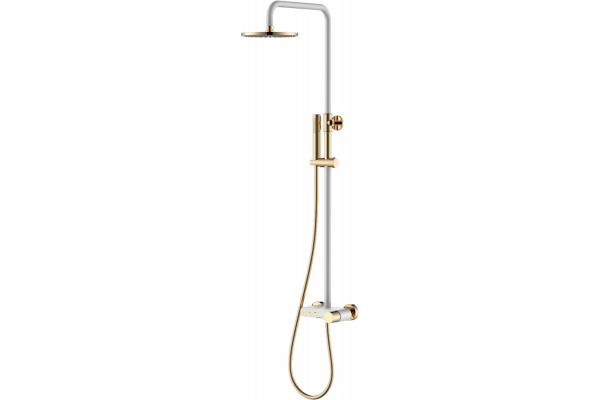 Душевая стойка Boheme Stick 128-WG white diamond gold штанга 112.5 см, шланг 150 см