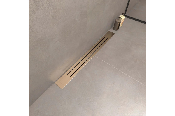 Душевой лоток Boheme Premium Trendy 80 см, матовое золото, в пол около стены, выпуск боковой