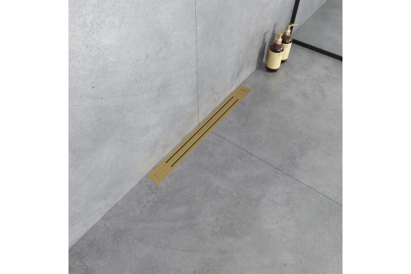 Душевой лоток Boheme Premium Trendy 60 см, матовое золото, в пол около стены, выпуск боковой