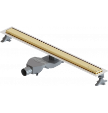 Душевой лоток Boheme Premium Linear 80 см, золото, в пол около стены, выпуск боковой