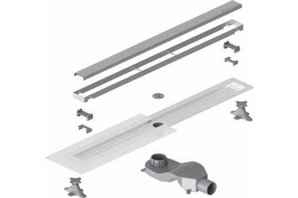 Душевой лоток Boheme Premium Linear 80 см, хром, в пол около стены, выпуск боковой