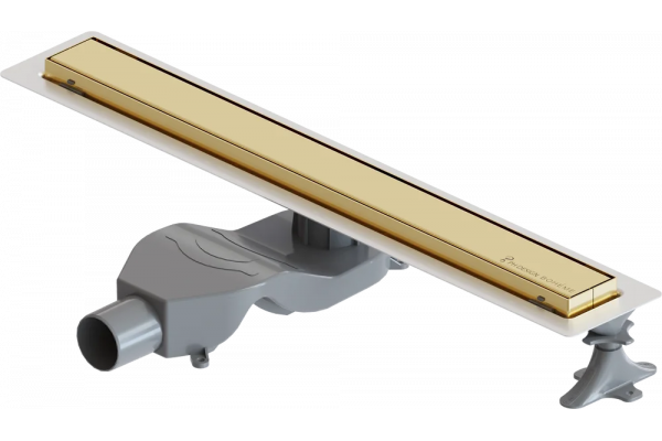 Душевой лоток Boheme Premium Linear 60 см, золото, в пол около стены, выпуск боковой