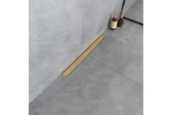 Душевой лоток Boheme Premium Linear 60 см, золото, в пол около стены, выпуск боковой