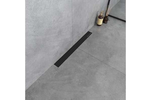 Душевой лоток Boheme Premium Linear 60 см, черный, в пол около стены, выпуск боковой