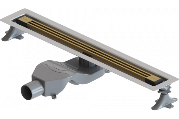 Душевой лоток Boheme B&T Infinity 60 см, матовое золото, в пол около стены, выпуск боковой