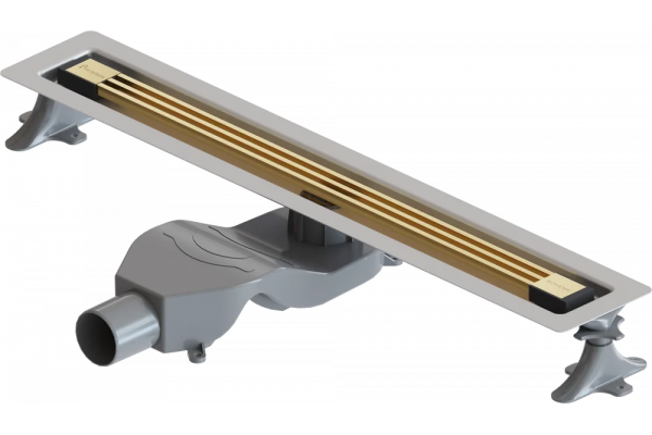Душевой лоток Boheme B&T Infinity 60 см, золото, в пол около стены, выпуск боковой