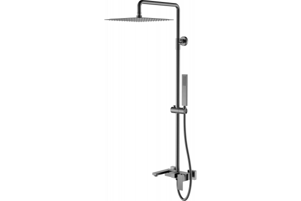 Душевая стойка Boheme Qubic 478-GM matt gun metal цвет сталь, штанга 137.9 см
