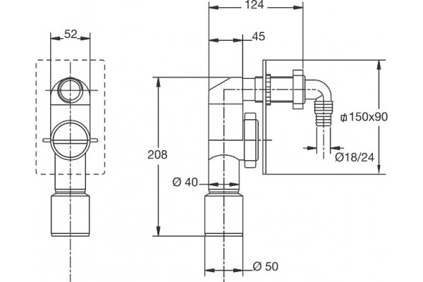 Отвод Bonomini Criollo 3200EC50B9WZ для стиральной и посудомоечной машины