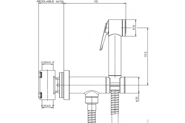 Гигиенический душ Bossini Paloma Flat E37015B.045 со смесителем, С ВНУТРЕННЕЙ ЧАСТЬЮ, белый в современном стиле
