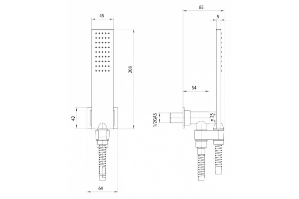 Гигиенический душ Bossini Flat-One C13001 CR хром, шланг 150 см