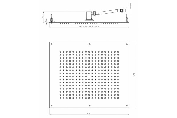 Верхний душ Bossini DREAM - Rectangular H38391 CR хром, размер 57 см