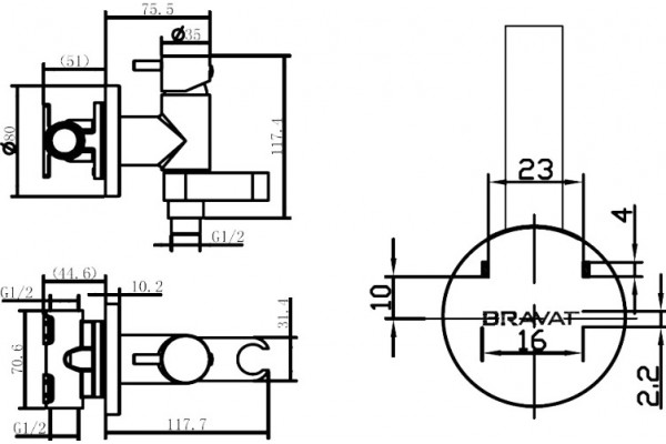 Гигиенический душ Bravat Eler D9137CP-RUS со смесителем, С ВНУТРЕННЕЙ ЧАСТЬЮ, хром
