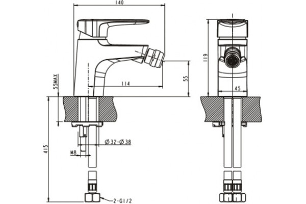 Смеситель Bravat Eler F3239218CP-1-RUS для биде однорычажный, хром