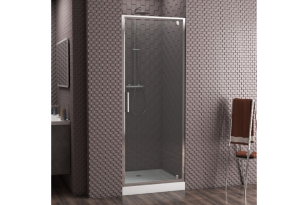 Душевая дверь в нишу Bravat Drop 100x200 распашная стекло прозрачное, профиль хром