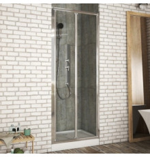 Душевая дверь в нишу Bravat Drop 100x200 складная стекло прозрачное, профиль хром