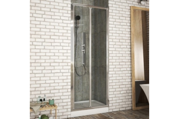 Душевая дверь в нишу Bravat Drop 100x200 складная стекло прозрачное, профиль хром