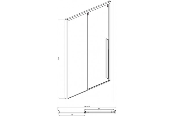 Душевая дверь в нишу Bravat Slimline 120х195 раздвижная, стекло прозрачное