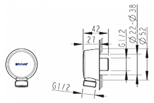 Шланговое подключение Bravat Prolate P7402C-2 хром,  в современном стиле