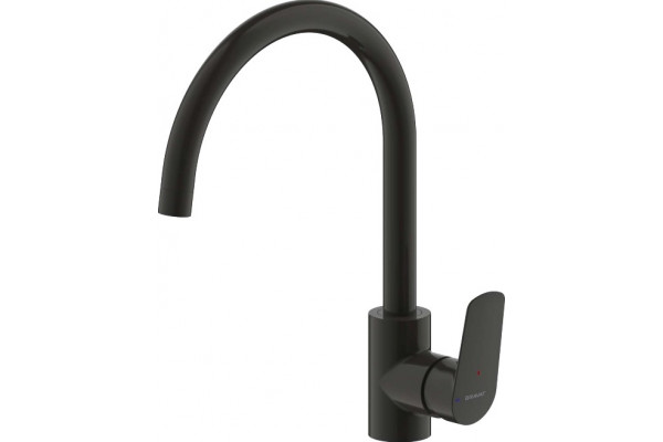Смеситель Bravat Rhein F7429564BW-ENG для кухни, матовый черный, однорычажный, высота излива 20.5 см