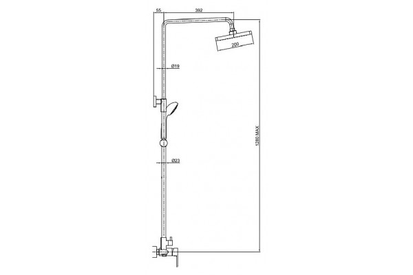 Душевая стойка Bravat Opal F9125183CP-A1-RUS хром, штанга 128 см