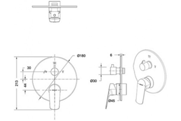Смеситель Bravat Rhein PB8429564CP-3-ENG для ванны с душем, однорычажный, хром