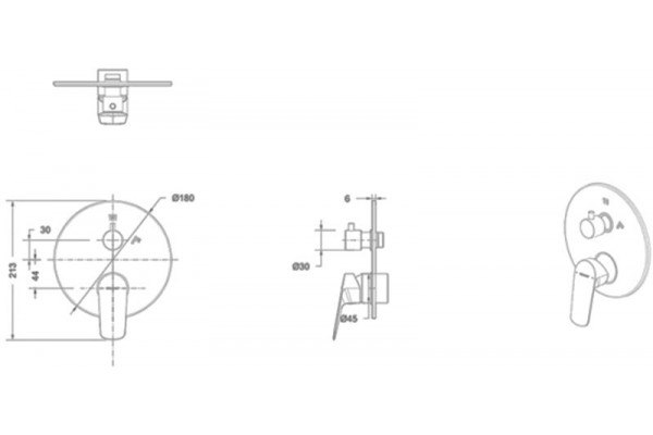 Смеситель Bravat Rhein PB8429564CP-2-ENG для ванны с душем, однорычажный, хром