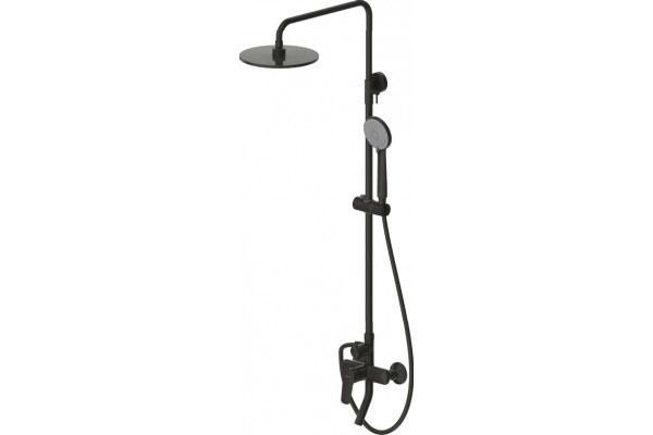 Душевая стойка Bravat Rhein F6429564BW-A-ENG матовый черный штанга 117 см, шланг металлический 150 см