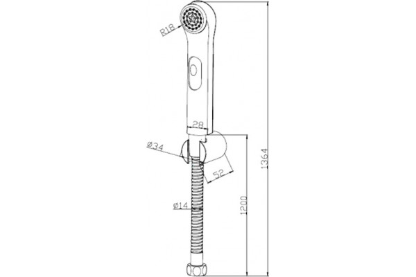 Гигиенический душ Bravat D9122CP-RUS черный штанга 16.4 см, шланг пластиковый 120 см