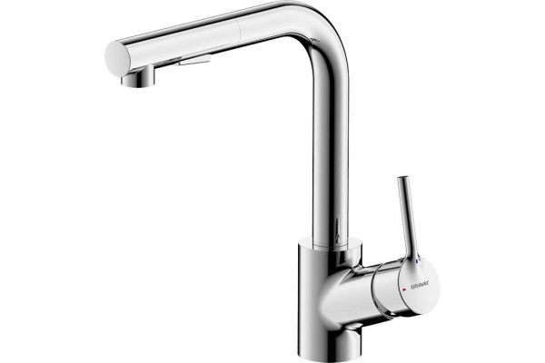 Смеситель Bravat Affability F7172217CP-3 для кухонной мойки, хром, однорычажный, высота излива 25.5 см