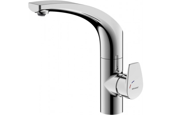Смеситель Bravat Nizza F7353387CP-RUS для кухонной мойки, хром, однорычажный, высота излива 24.8 см