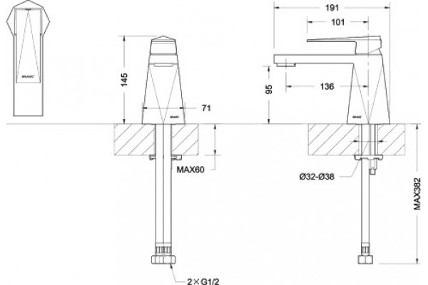 Смеситель Bravat Iceberg F176110C для раковины, хром