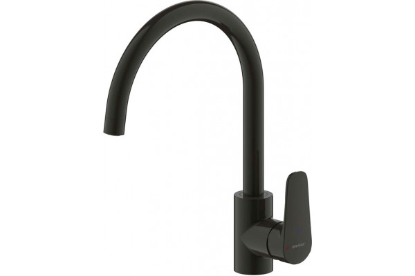Смеситель Bravat Source Black F7173218BW-ENG для кухонной мойки, черный, однорычажный, высота излива 20.4 см