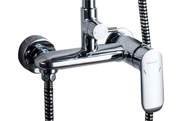Душевая стойка Bravat Opal R F9125183CP-A2-RUS хром штанга 120.9 см, шланг пластиковый 150 см