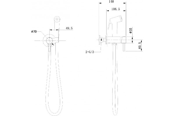Гигиенический душ Bravat D9151BW-ENG со смесителем, чёрный, цвет черный